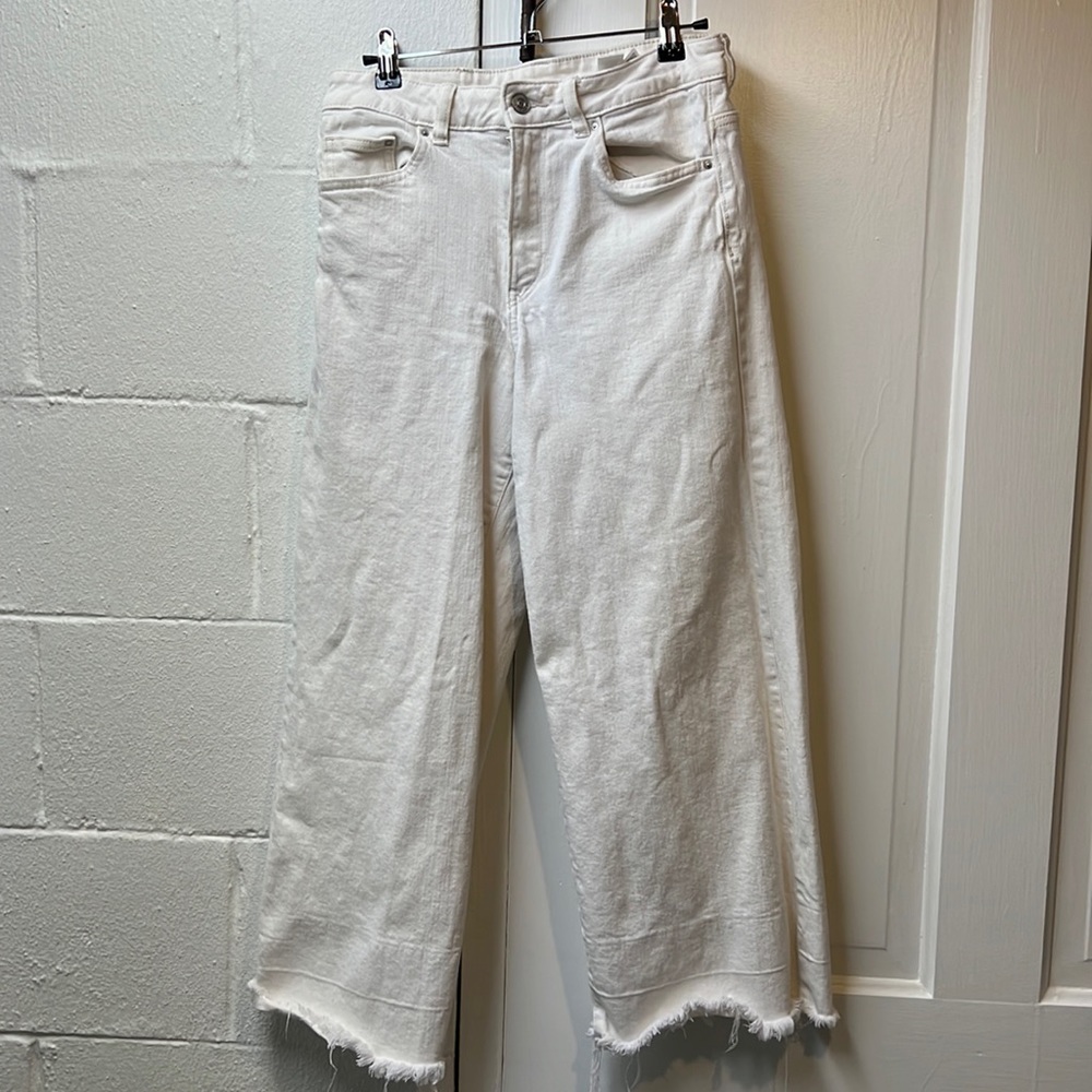 H&M white wide-leg jeans